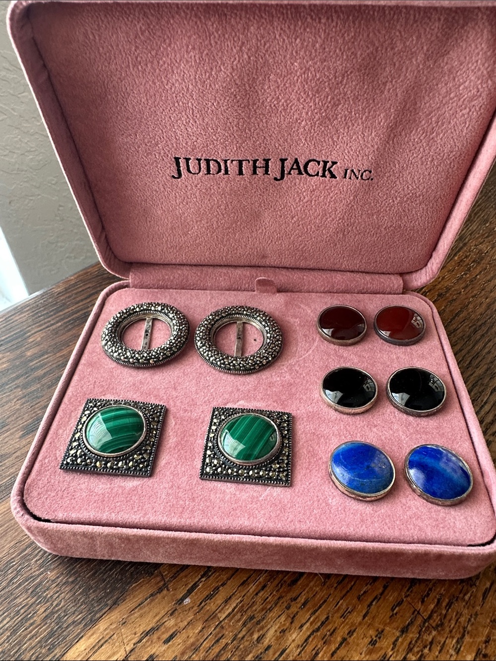 Judith Jack Sterling Silver &  Marcasite Earrings Set Vintage